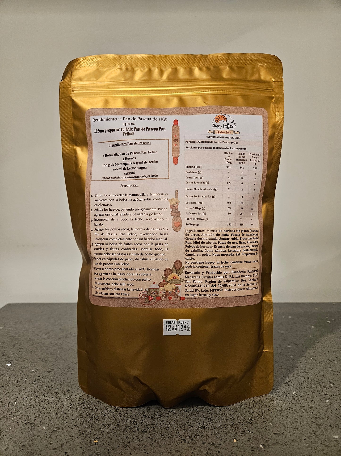 Mix Pan de Pascua Pan Felice Sin Gluten