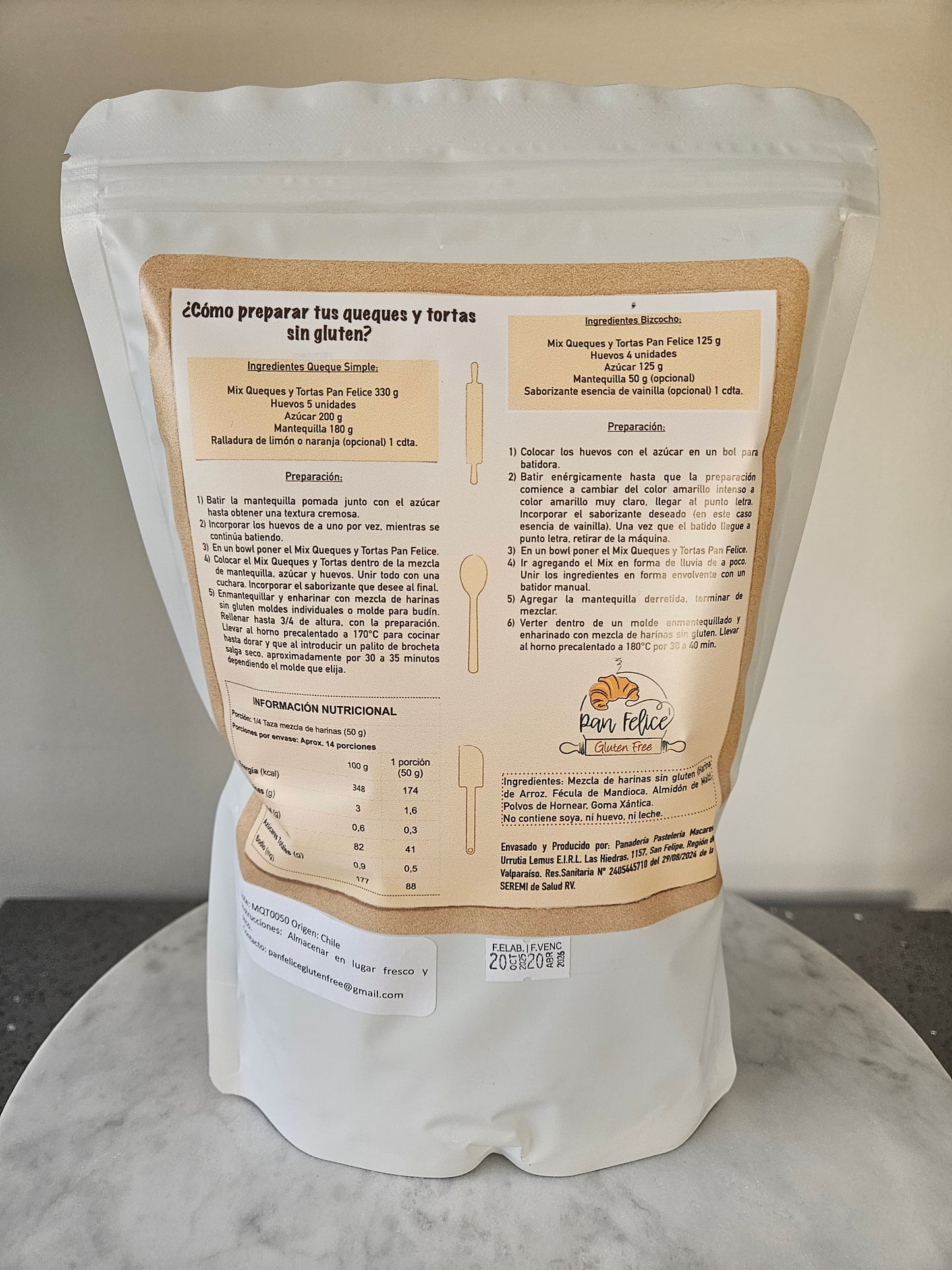 Mix Queques y Tortas Pan Felice Sin Gluten